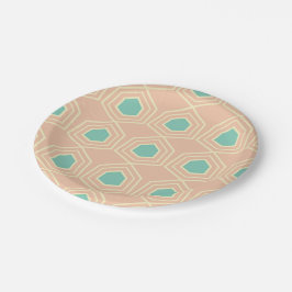 Prato De Papel Seamless geometric pattern with teal pentagons