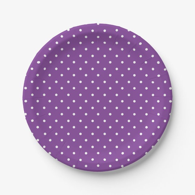 Prato De Papel Seamless purple background polka dot pattern  (Frente)