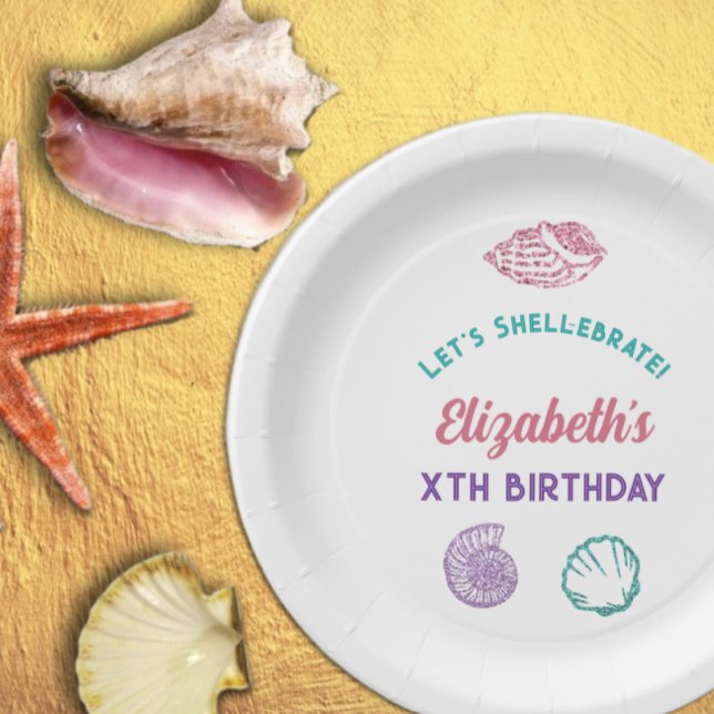 Prato De Papel Seashell Girls Birthday (Criador carregado)