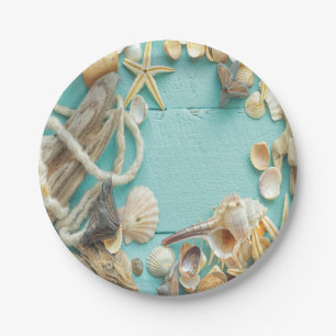 Prato De Papel seashell,vintage,colagem,turquesa,chic,trendage,di