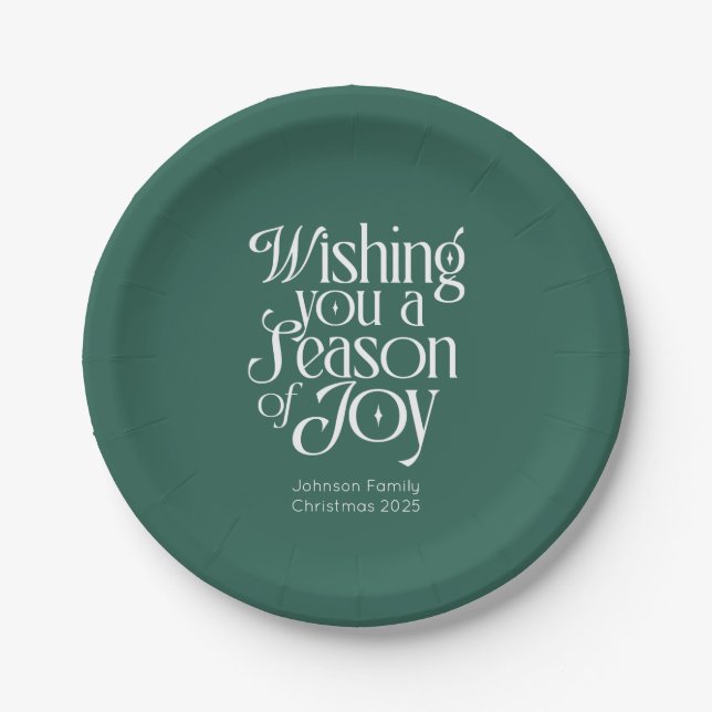 Prato De Papel Season of Joy Holiday Plates Personalized (Frente)
