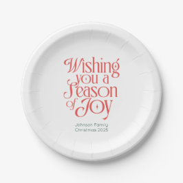 Prato De Papel Season of Joy Holiday Plates Personalized