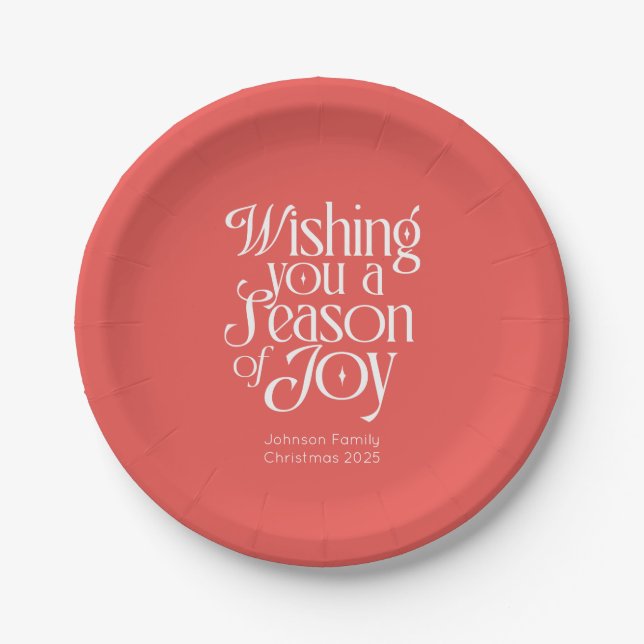 Prato De Papel Season of Joy Holiday Plates Personalized (Frente)