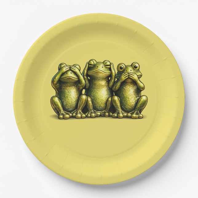 Prato De Papel See Hear Speak No Evil Funny Frogs (Frente)