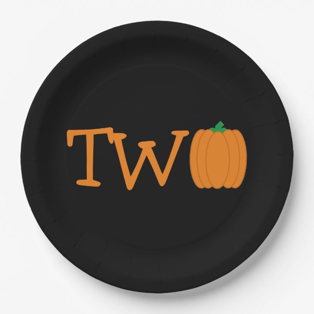 Prato De Papel Segundo aniversário de abóbora (Frente)