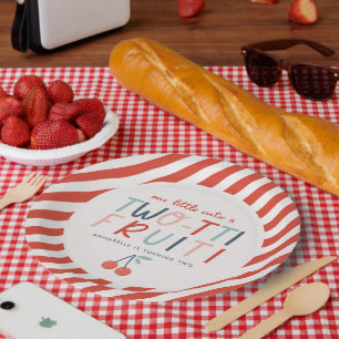 Prato De Papel segundo aniversário fruta vermelho verão festas 