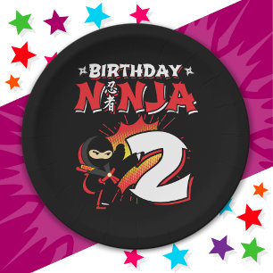 Prato De Papel segundo aniversário Ninja de Estilo de Livro Quadr