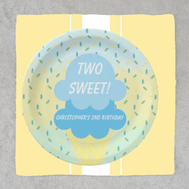 Prato De Papel segundo aniversário sorvete