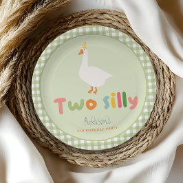Prato De Papel Segundo aniversário verde-claro de ganso de dois B