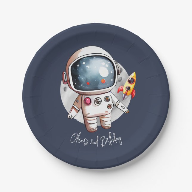 Prato De Papel segundo Dois No Aniversário Da Lua (Frente)