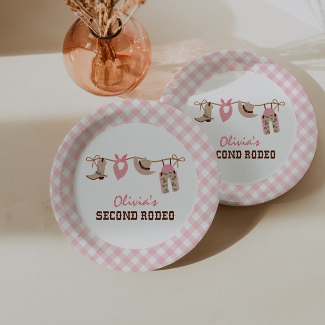 Prato De Papel Segundo Rodeio Rosa Caubói Western Aniversário de  (Criador carregado)