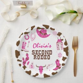Prato De Papel Segundo segundo aniversário Rodeo Rosa-Colo Ociden