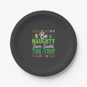 Prato De Papel Seja Travesso Salve Papai Noel SVG Natal Divertido