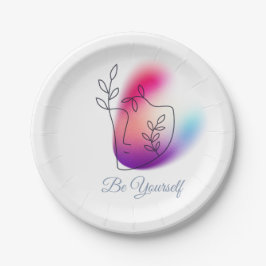 Prato De Papel Seja Você Mesmo" Placa De Papel Redonda De Design 