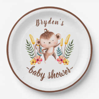 Prato De Papel Selva-Chic Animais Selvagem Verde Chá de fraldas N