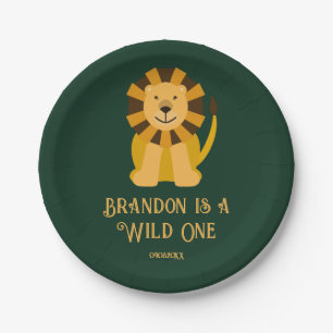 Prato De Papel Selva de Festa de aniversário Selvagem de Um Leão 