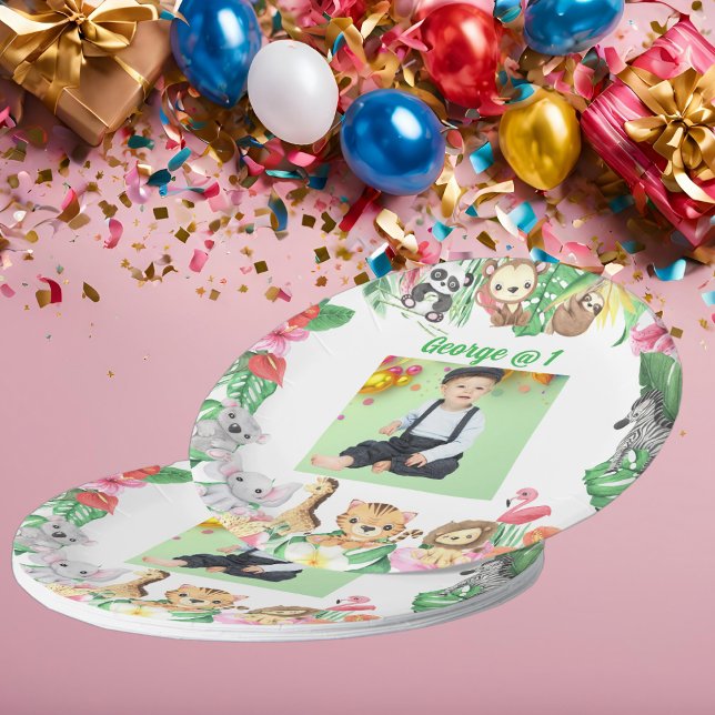 Prato De Papel Selva Selvagem Safari - Partido primeiro aniversar (Criador carregado)