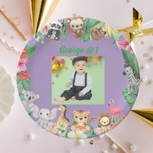 Prato De Papel Selva Selvagem Safari - Partido primeiro aniversar