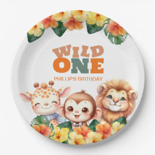 Prato De Papel Selvagem Um Aniversário de 1 ano Safari Leão Giraf