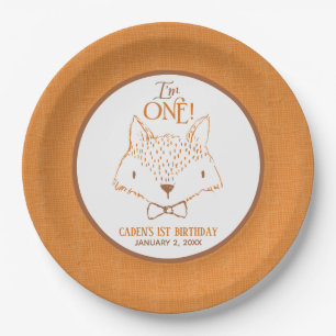 Prato De Papel Senhor Fox Primeiro Aniversário Personalized