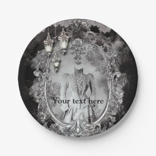 Prato De Papel Senhora assombrada vintage o Dia das Bruxas Traje