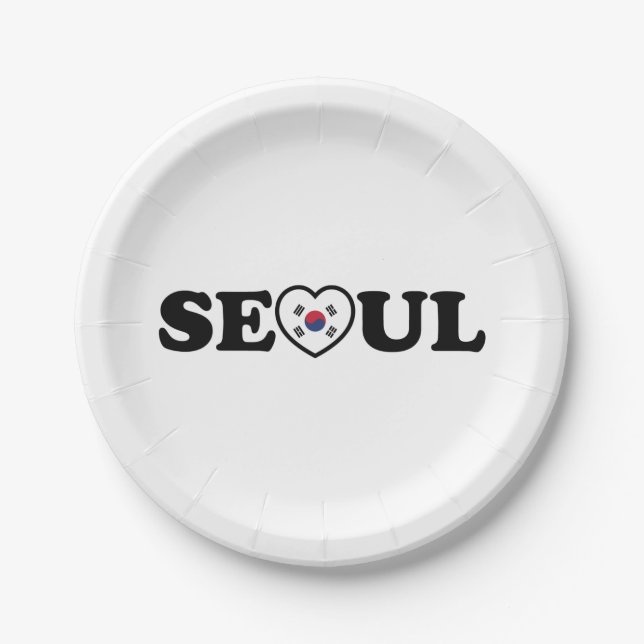 Prato De Papel Seoul Love Heart Taegeukgi Flag (Frente)