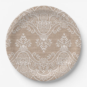 Prato De Papel Serapilheira natural e placa de papel de laço