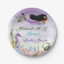 Prato De Papel Sereia de Coloração Caranguejo Dourado Roxo Verde