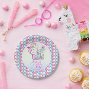 Prato De Papel Sereia Festa de primeiro aniversario de Sea Girl