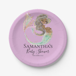 Prato De Papel Sereia Futuro Chá de fraldas da Mãe. Sob O Mar. Pa