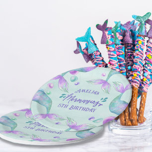 Prato De Papel Sereia veste Sereia Mermazer Qualquer Idade Aniver