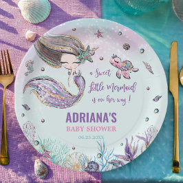 Prato De Papel Sereia Whimsical embaixo do Chá de fraldas de Garo