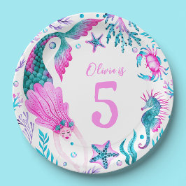 Prato De Papel Sereias Aquáticas, Conchas Marítimas + Criaturas O