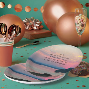 Prato De Papel Serenity Prayer Pink Seascape Foto Sunset