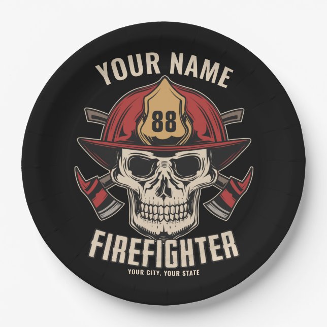 Prato De Papel Serviço de Bombeiros Personalizados (Frente)