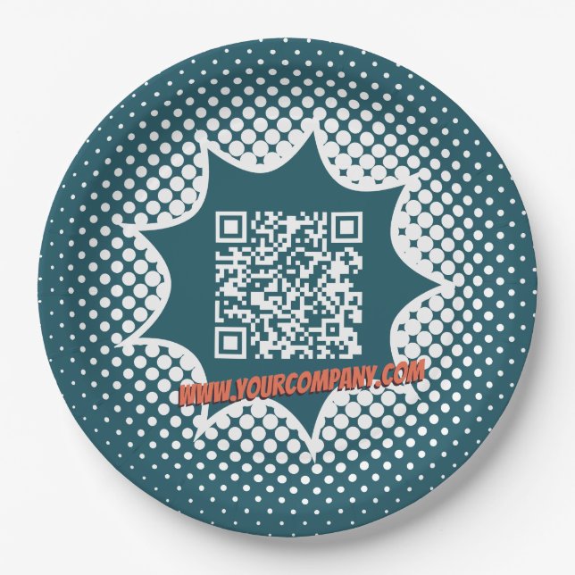 Prato De Papel Serviço de Limpeza de Código QR Azul-promocional (Frente)