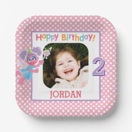 Prato De Papel Sésame Street Abby Bolinhas Birthday