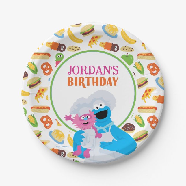 Prato De Papel Sesame Street Cookie Monster Foodie Truck (Frente)