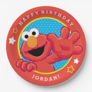 Prato De Papel Sesame Street   Elmo - aniversário das bolinhas &