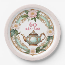 Prato De Papel Sessenta Flores Elegantes Bonito Bule 60, Aniversá