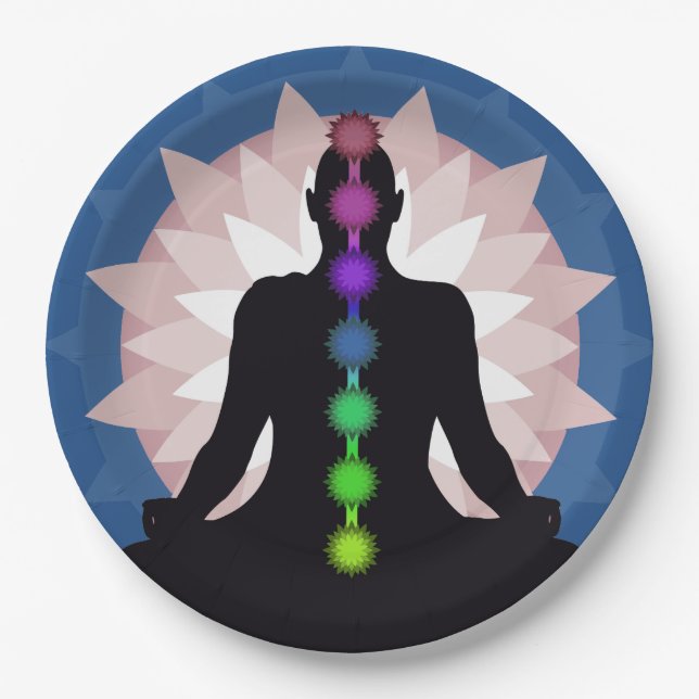 Prato De Papel Sete Chakras Yoga Paper Party Plate Placa (Frente)