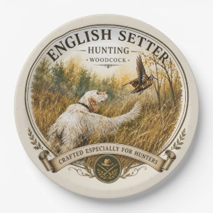 Prato De Papel Setter Inglês, caça à galinhola