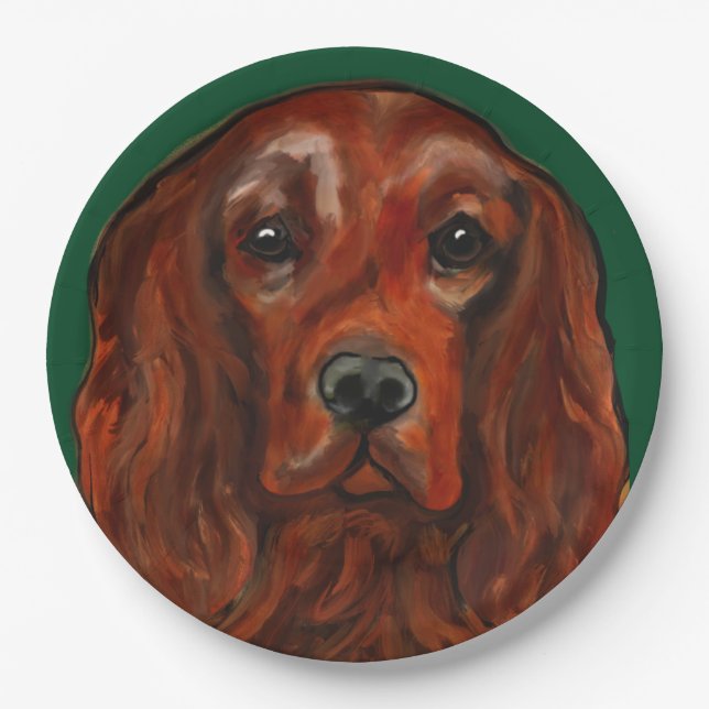Prato De Papel Setter Vermelho Irlandês (Frente)