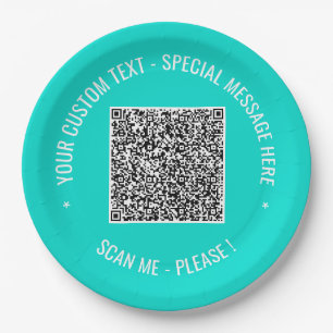 Prato De Papel Seu código QR e papel de texto personalizado coloc