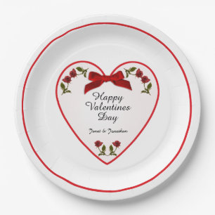 Prato De Papel Seu Dia de os namorados de Texto - Foto Floral do 