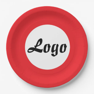 PRATO DE PAPEL SEU LOGO AQUI NOME E TEXTO PERSONALIZADOS 