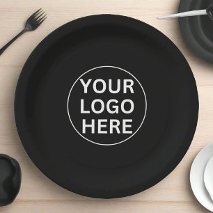 Prato De Papel Seu logotipo aqui é preto e branco para as empresa
