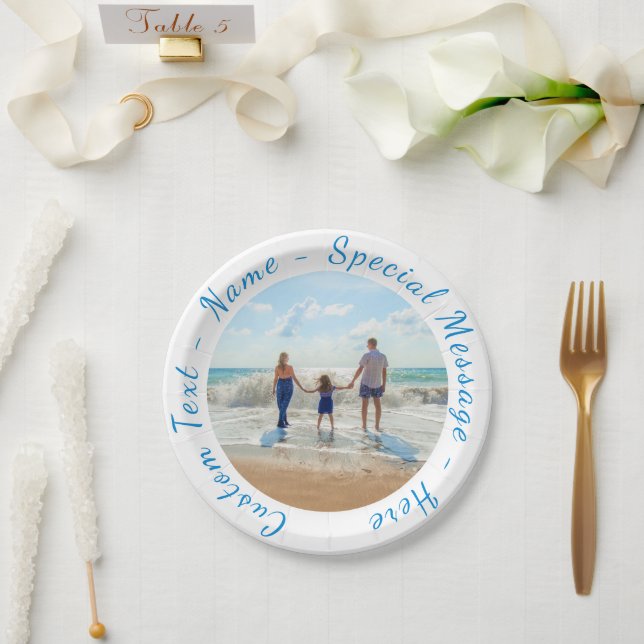 Prato De Papel Seu papel fotográfico favorito é colocado com text (Casamento)