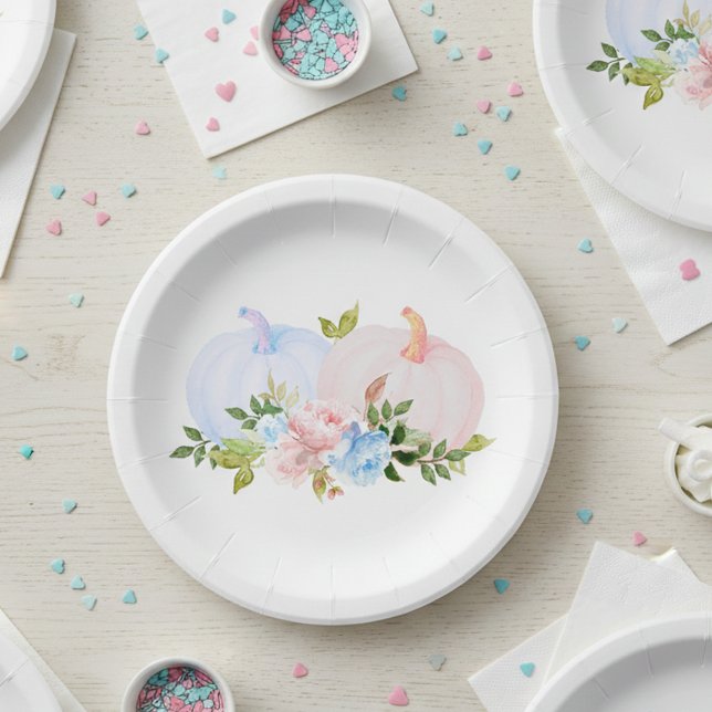 Prato De Papel Sexo de Abóbora Revelação Azul Rosa outono (Criador carregado)