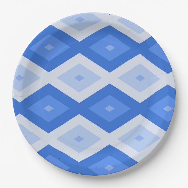 Prato De Papel Shades of blue diamond pattern (Frente)